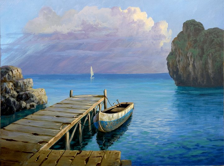 DOWNLOADABLE Acrylic Painting Tutorial - Boat on Dock product image (2)