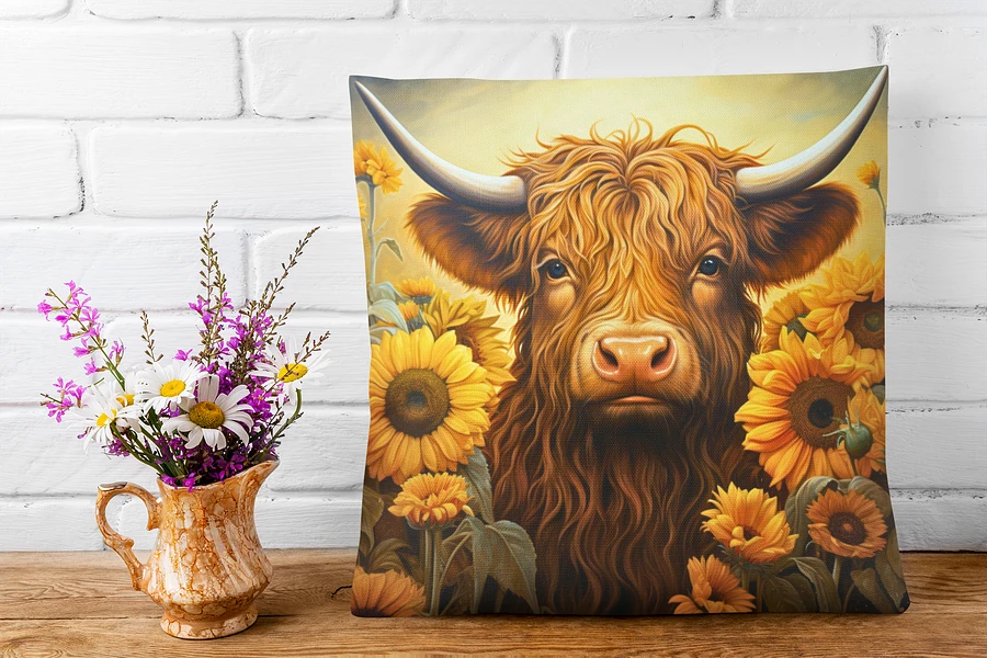 Highland Cow and Sunflowers Pillow product image (2)