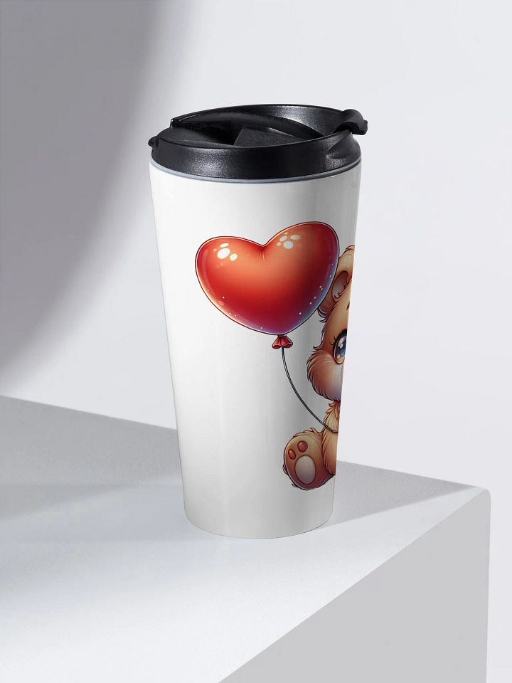Adorable Teddy Bear Heart Balloon Stainless Steel Travel Mug product image (1)