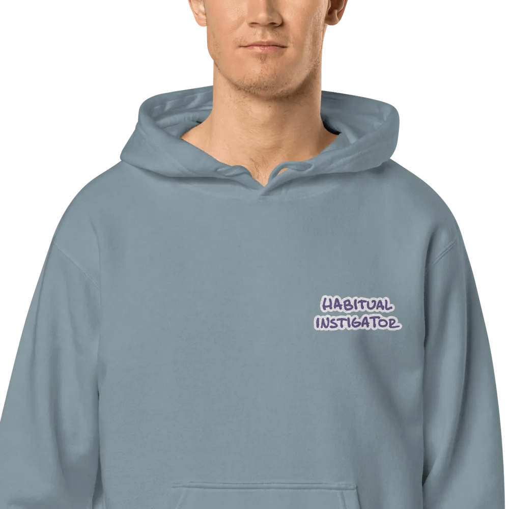 Habitual Instigator (L.C. purple bubble design) embroidered pigment hoodie product image (1)