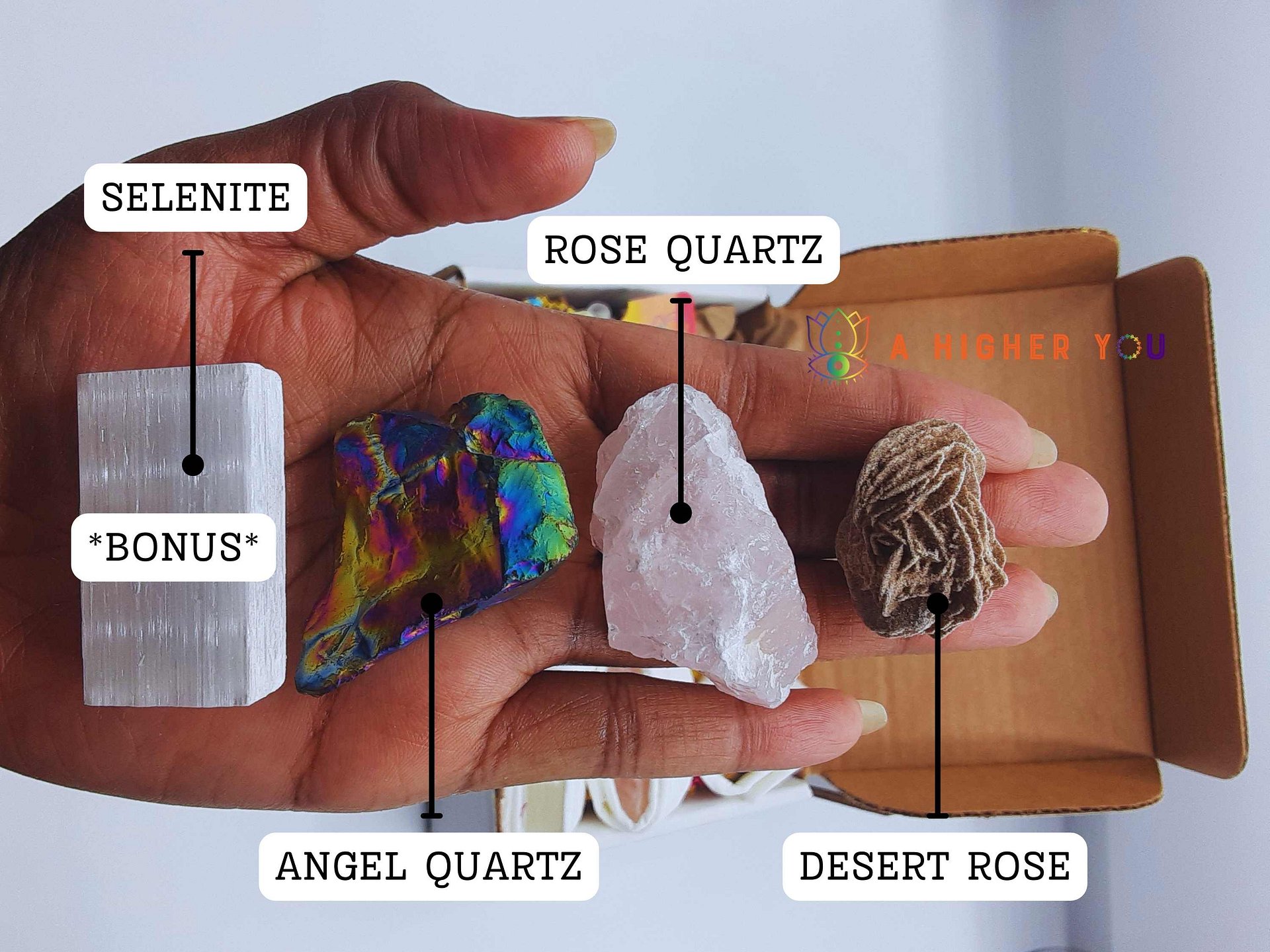 9 piece Heart Chakra Crystals with BONUS gift | Frosted Agate bracelet product image (2)
