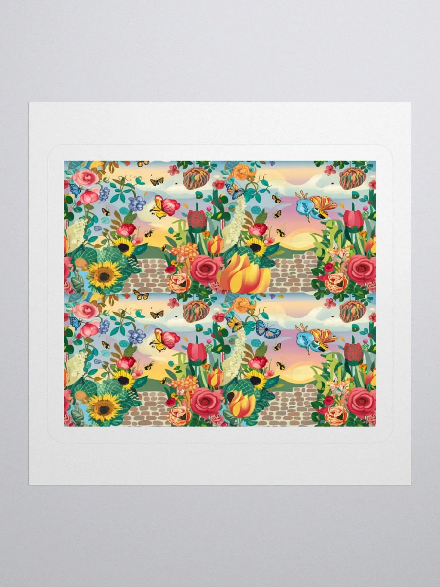 Whimsical Garden Sticker with Butterflies and Birds - Kiss Cut Vinyl product image (1)