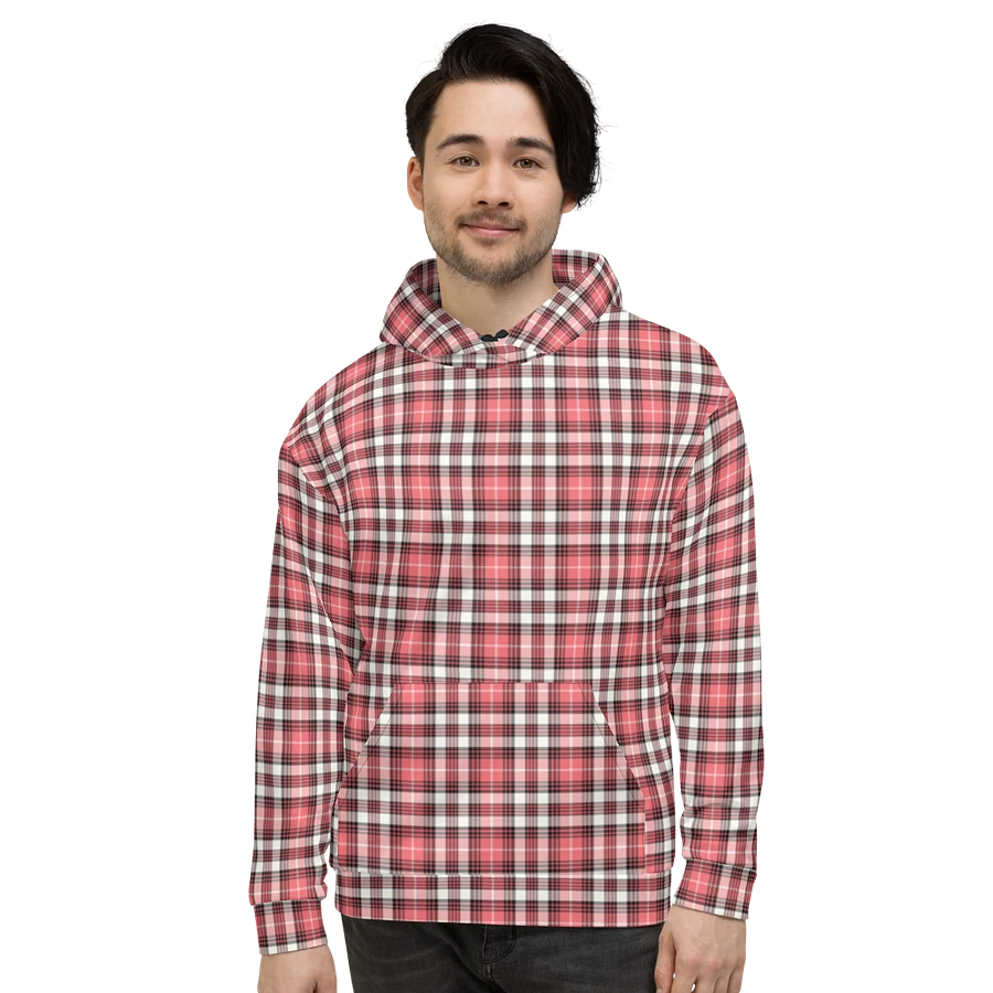 Coral Pink, Black, and White Plaid Hoodie product image (2)