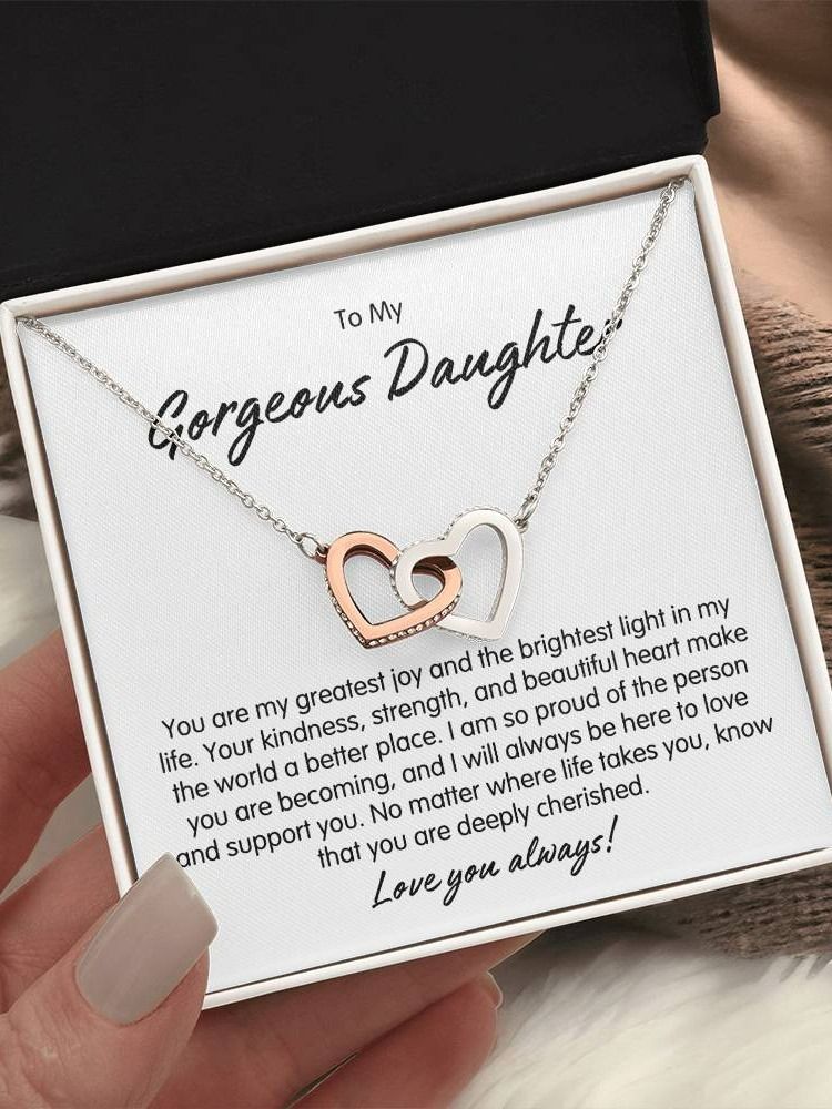 To My Gorgeous Daughter Interlocking Heart Necklace - You Are My Greatest Joy product image (6)