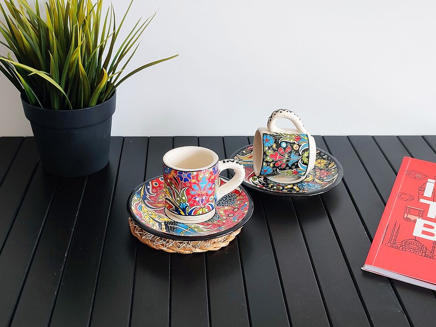 Ceramic coffee set (Iznik) — handmade pottery, Turkish ceramic product image (6)