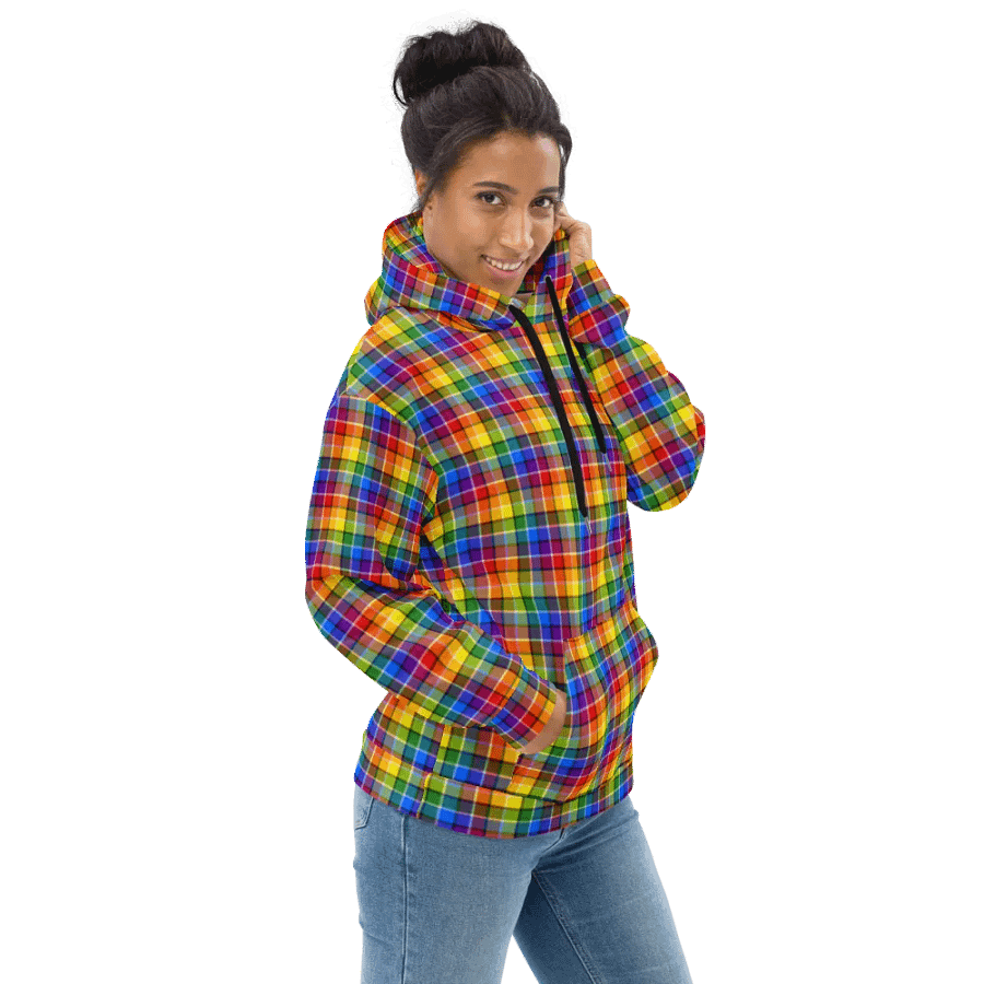 Bright Rainbow Plaid Hoodie product image (1)