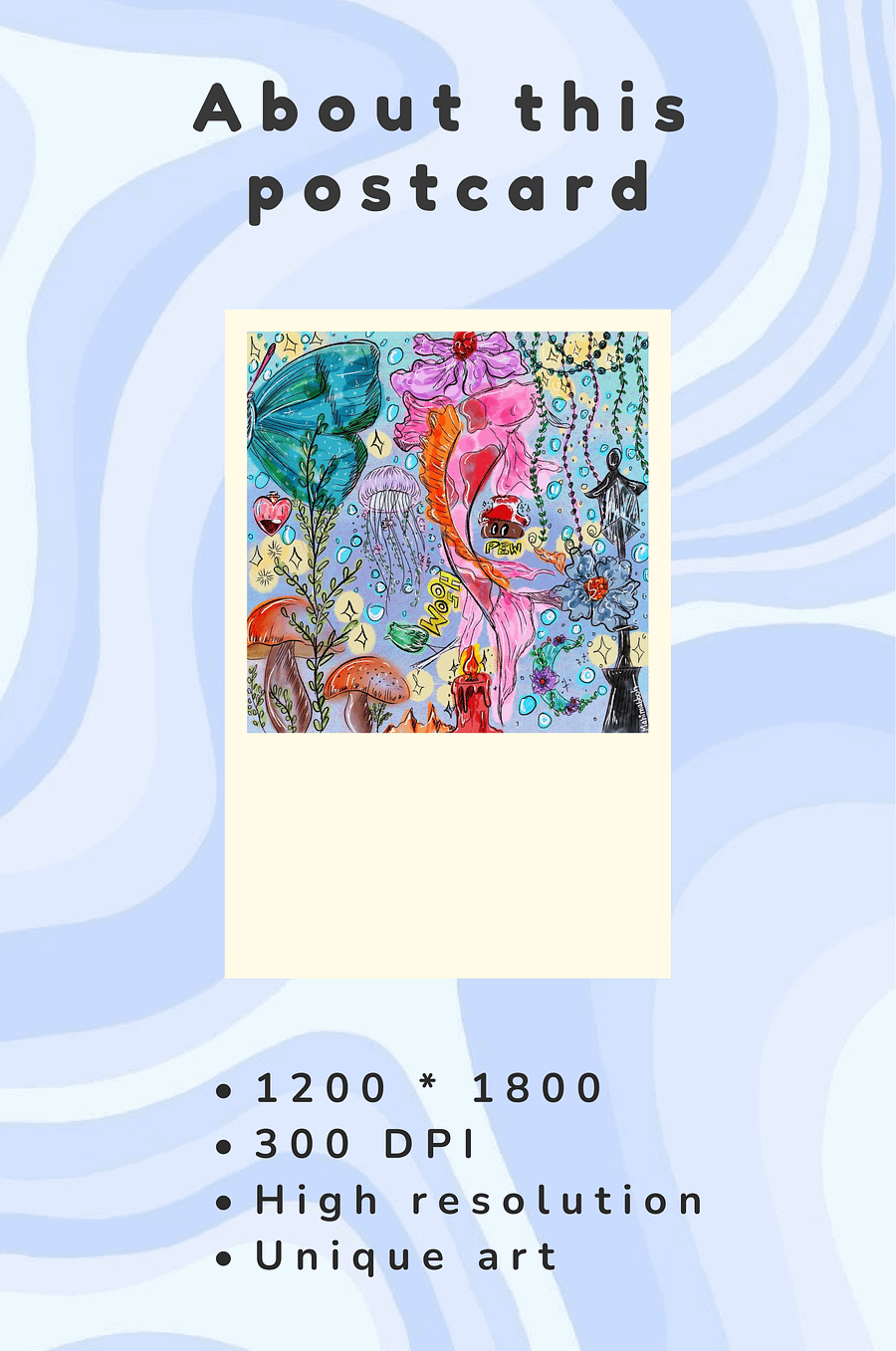 PEW & WOOSH Digital Postcard | Printable | Greeting card | Art prints product image (2)