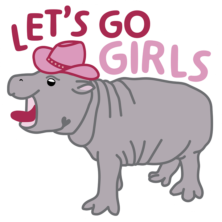 Let's Go Girls Hippo Sticker | Funny Animal Merch product image (1)