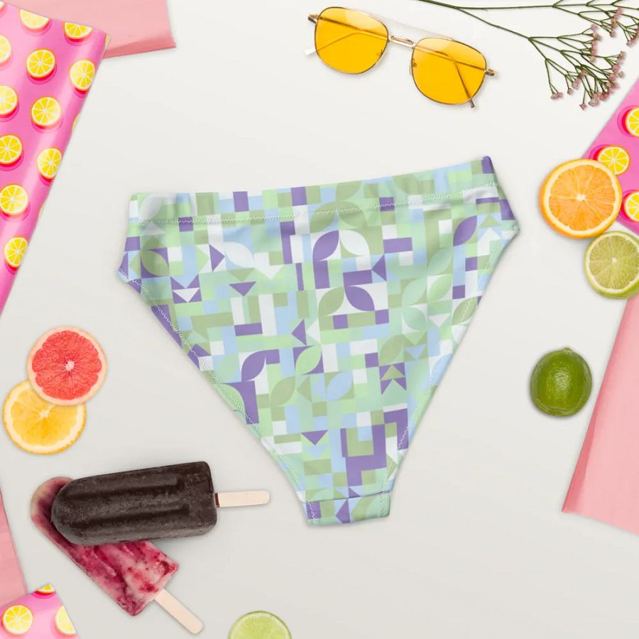 Colorful vector Pattern Design High Waisted Bikini Bottom - v15 product image (4)