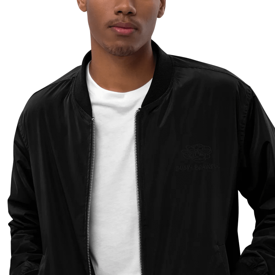 BUSY-BRAINED (monochrome black) premium recycled bomber jacket product image (3)
