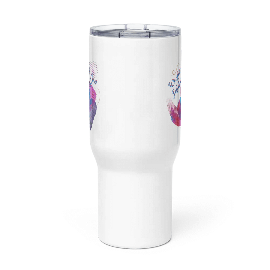 Travel Mug with handle with beautiful arty design, featuring ' Love Your fabulous Art
