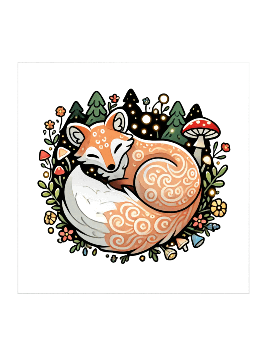 Adorable Fox in a Whimsical Forest Kiss Cut Stickers. product image (1)