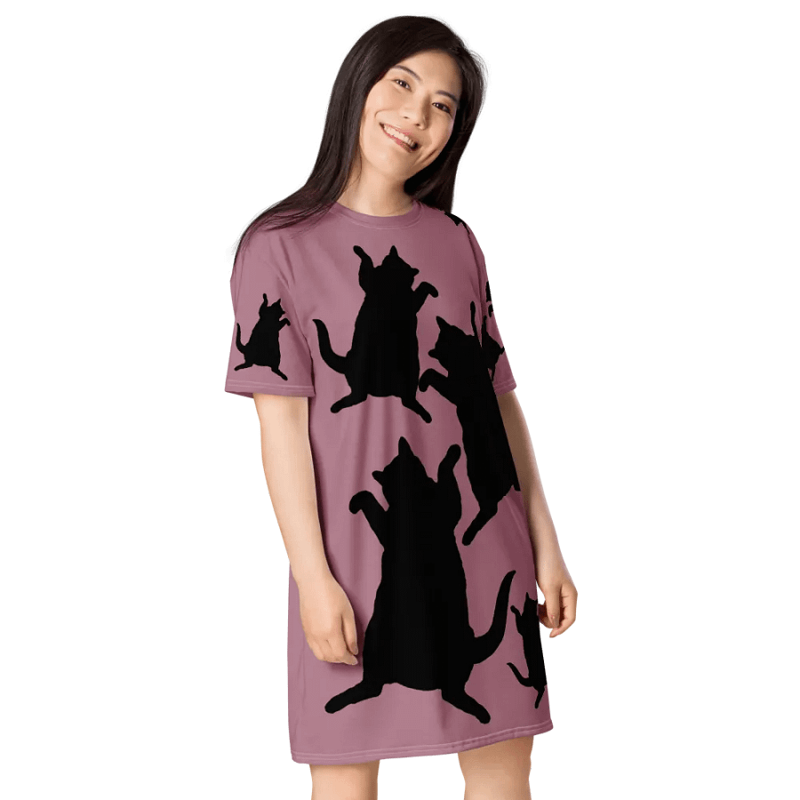Kitties Dancing for Demeowcracy Cat Ladies T-Shirt Dress Mauve product image (5)