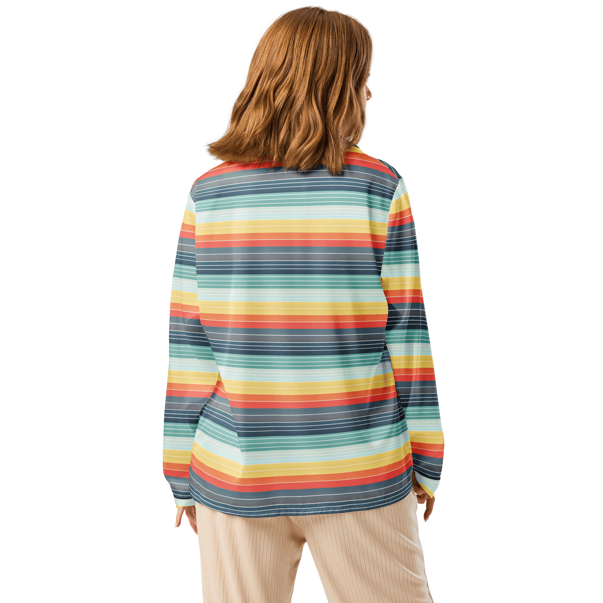 Stripey Long Sleeve Pajama Top in 70's Color Gradient product image (2)