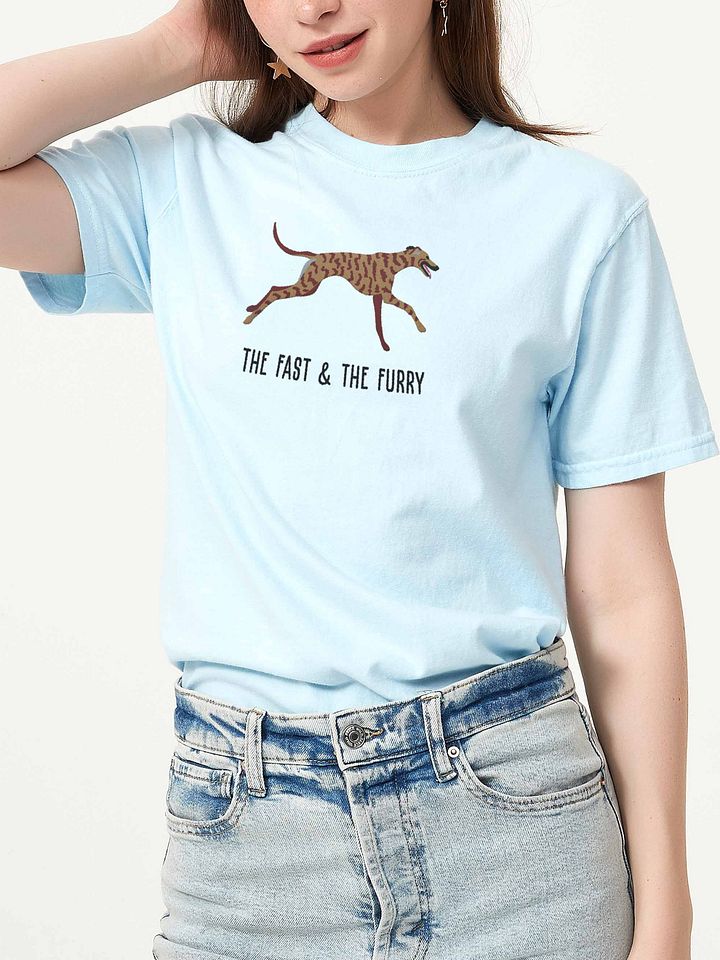 The Fast & The Furry T-Shirt(Embroidered) of a Greyhound(Brindle) product image (2)