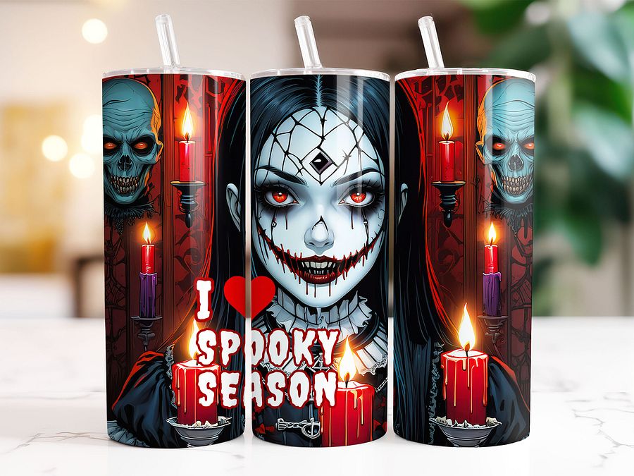 I Heart Spooky Season Halloween 20 oz Skinny Stainless Steel Tumbler - Black product image (2)