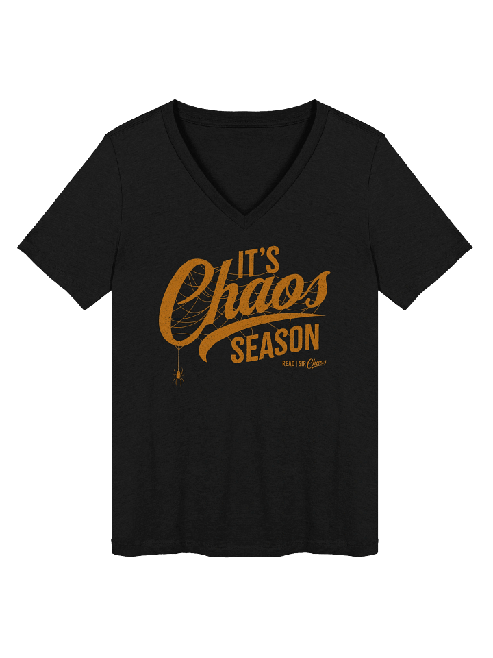 It's Chaos Season V-Neck Tshirt (Orange Text) product image (1)