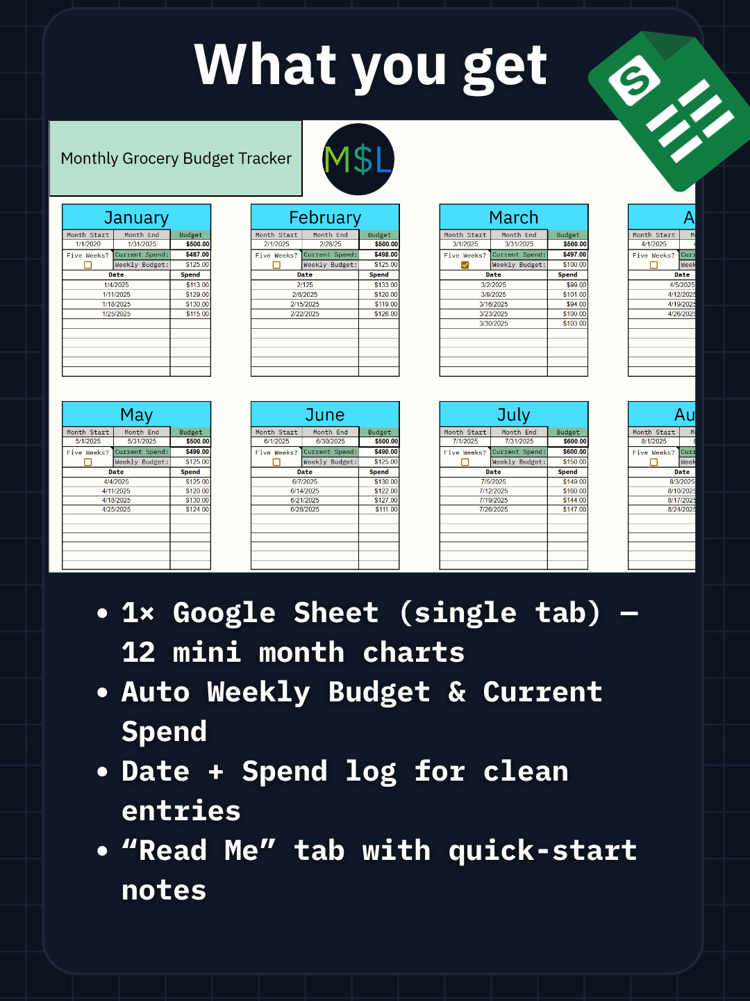 Monthly Grocery Budget Tracker FREE product image (3)