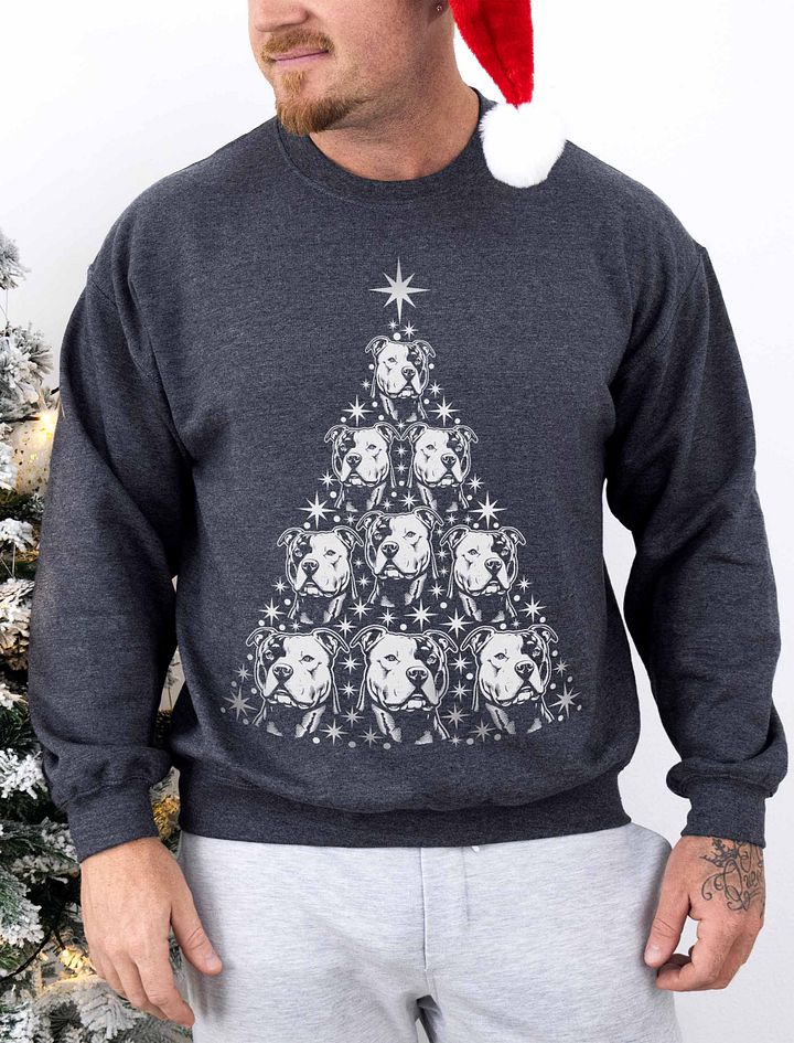American Staffordshire Terrier Christmas Tree Sweatshirt Design for Staffy Paw-rents product image (6)