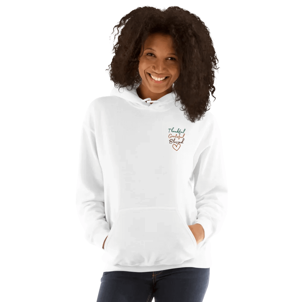 Embroidered Thankful Grateful Blessed Hoodie, Thanksgiving Sweatshirt, Thankful Hoodie, Thanksgiving Gift, Grateful Hoodie product image (5)