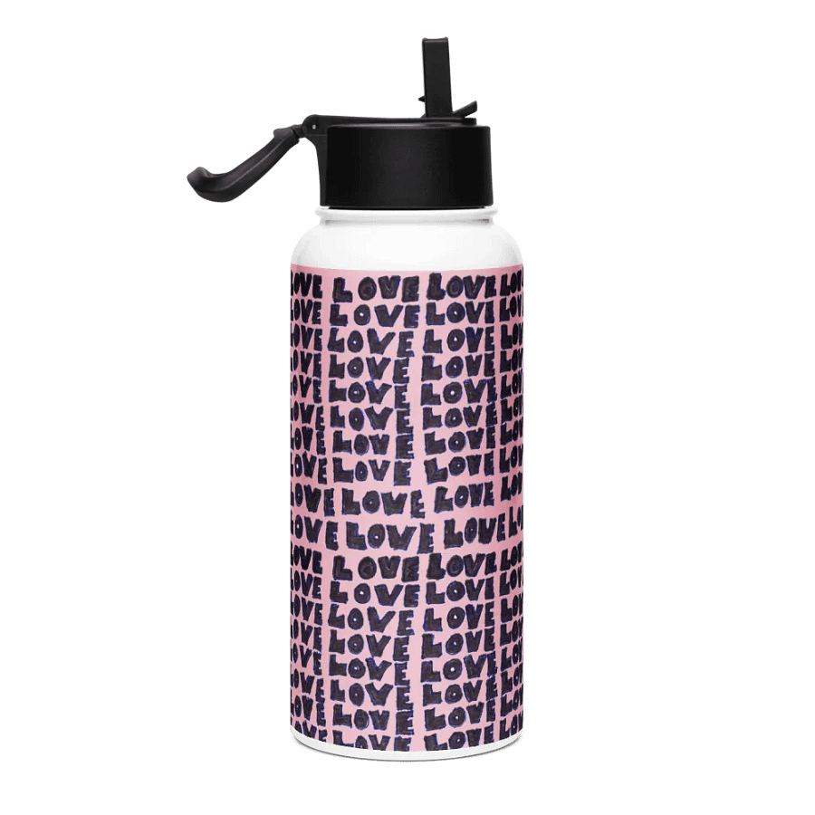 Love Stainless Steel Water Bottle with a Straw Lid in Pink product image (4)