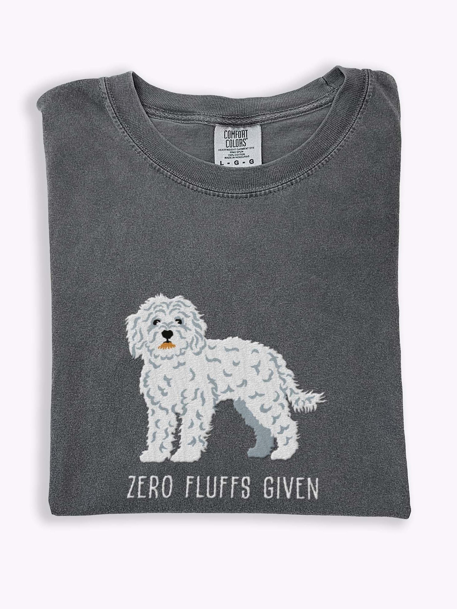 Zero Fluffs Given T-Shirt(Embroidered) of a Cockapoo(White) product image (1)