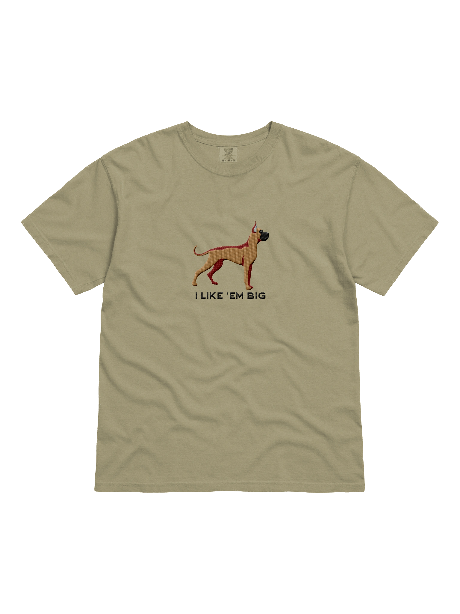 I Like 'Em Big T-Shirt(Embroidered) of a Great Dane(Tan, Black Mask & Cropped Ears) product image (4)