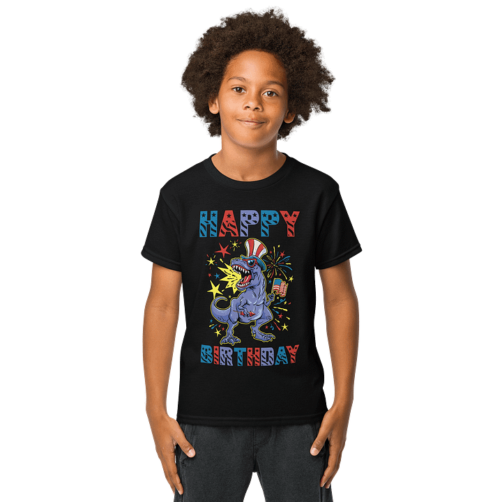 Happy Birthday (USA 4th Of July Dinosaur) T-Shirt For Kids product image (9)