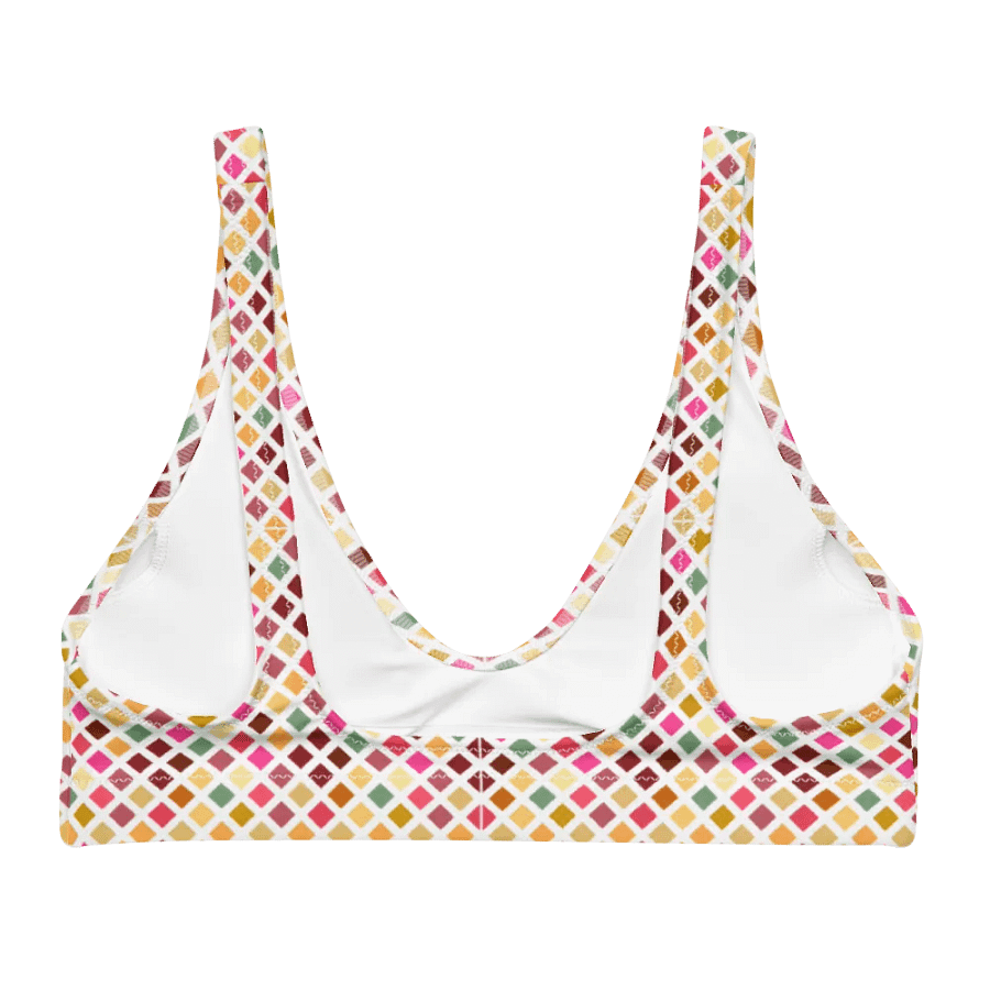 Colorful Square Pattern Design Padded Bikini Top - V3 product image (3)