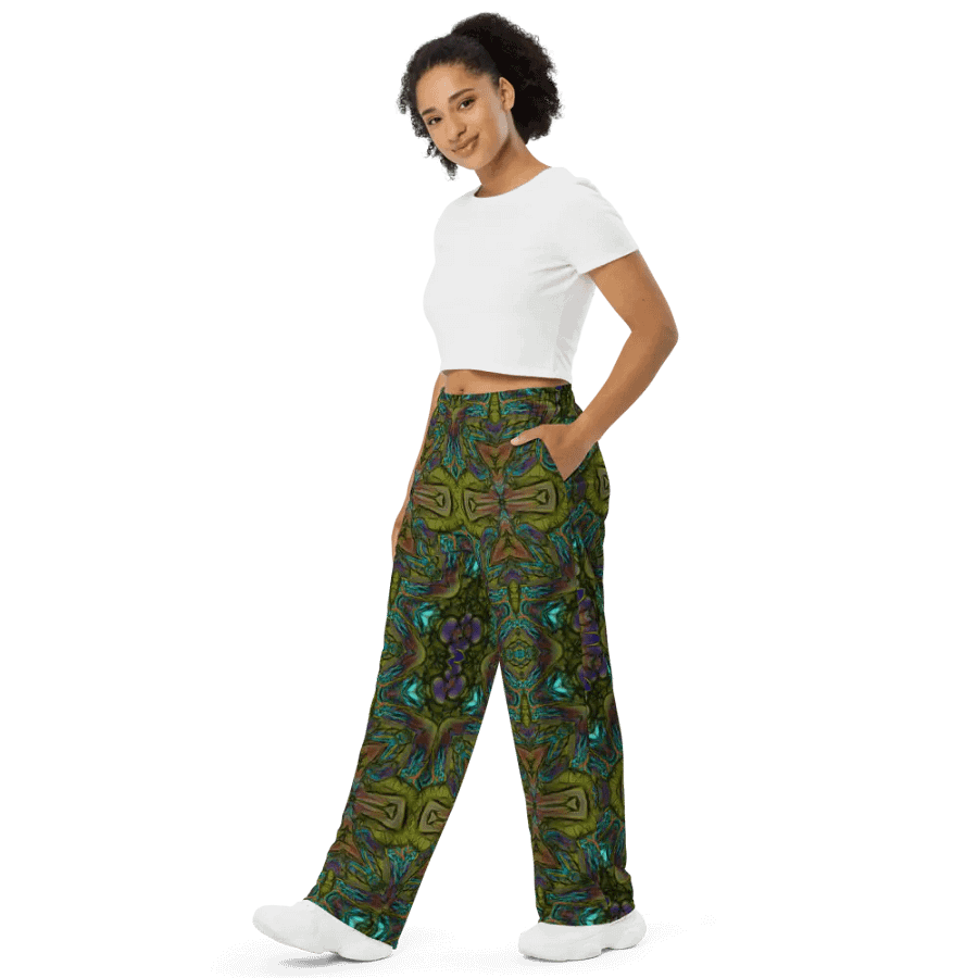 Green Kaleidoscope Wideleg Pants product image (4)