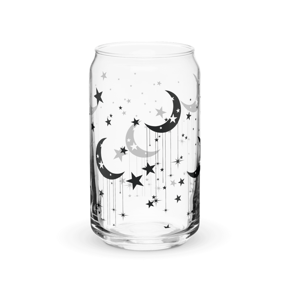 Celestial Glass Can with Moon & Stars Design Earthy product image (4)
