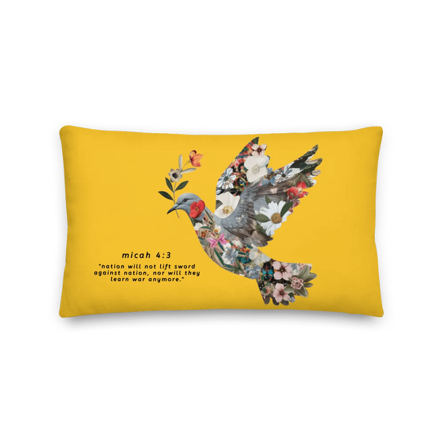 Floral Peace Dove | Micah 4:3 Red/Yellow Pillow product image (2)