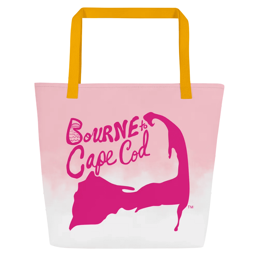 BOURNE to Cape Cod™ | Large Tote Bag with Pocket | Coastal Classic | All-Over Logo Print | Pink Logo | Patriotic Pastels product image (4)