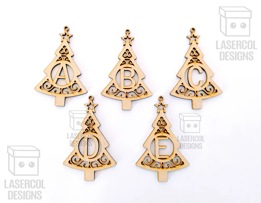 Monogram Christmas Tree Ornaments - Laser Cut Files product image (7)
