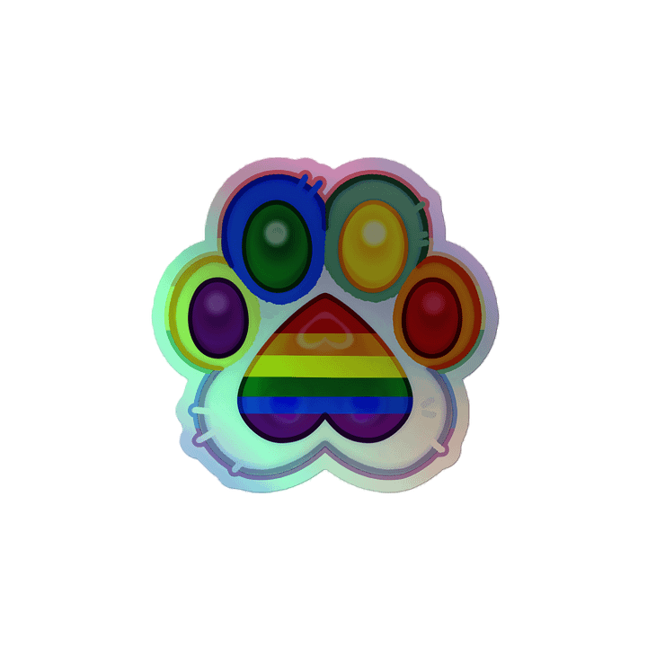 Rainbow Pride Paw Print Holographic Kiss Cut Sticker product image (2)