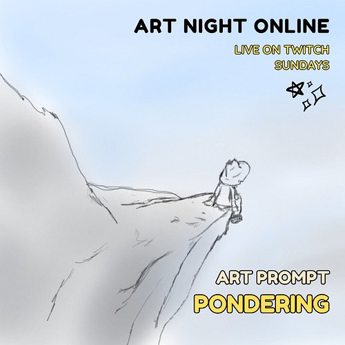 It's Sunday so we play #tunes and make #art! Join us on #Twitch NOW! Today your prompt is #Pondering! Art by the amazing Yazi...
