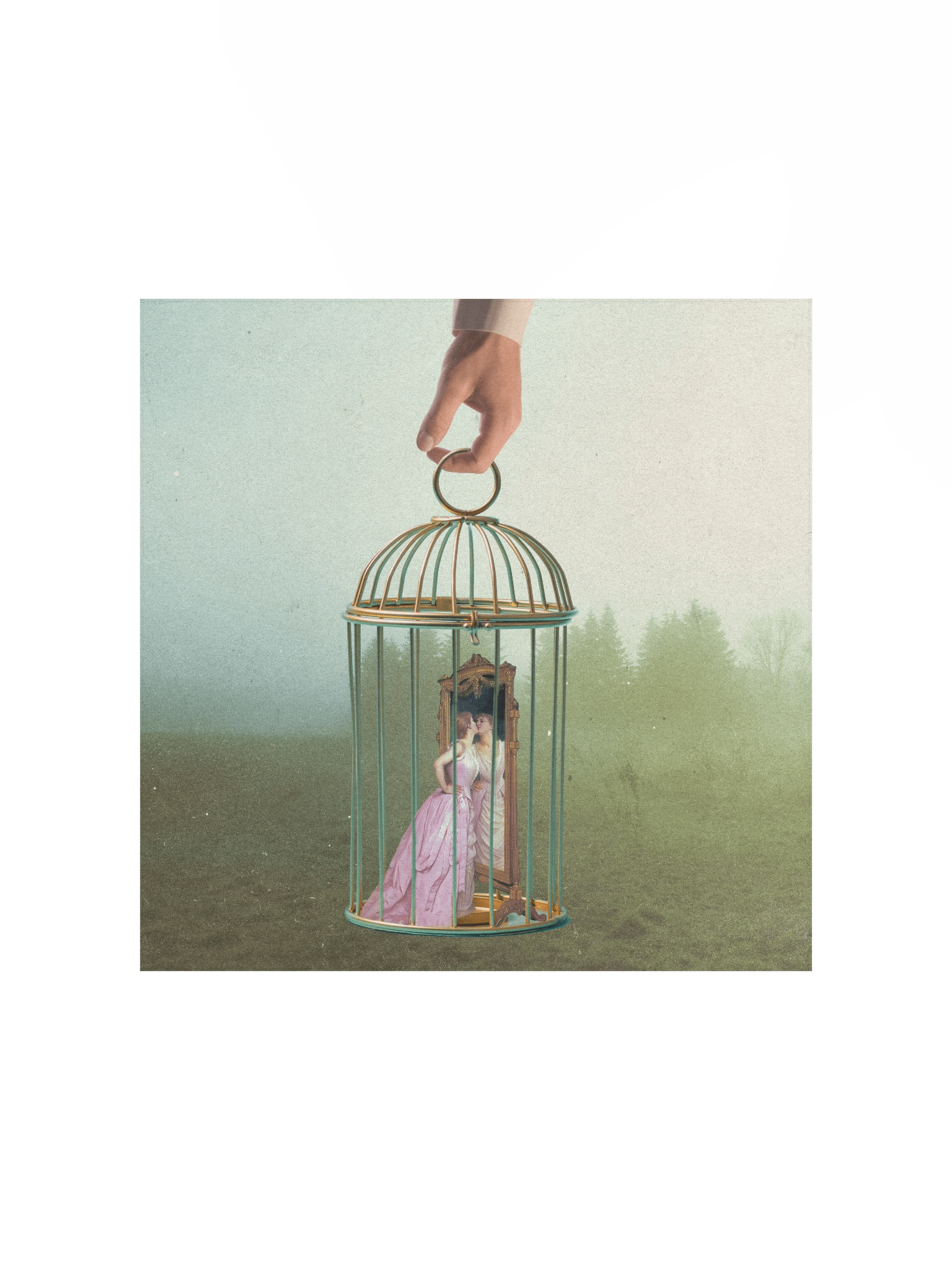 a shiny cage | square print product image (2)