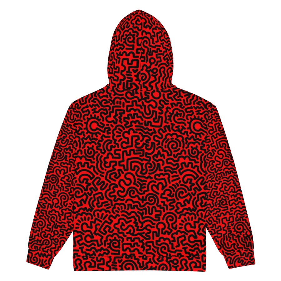 Black on red Doodle Zip Hoodie product image (2)