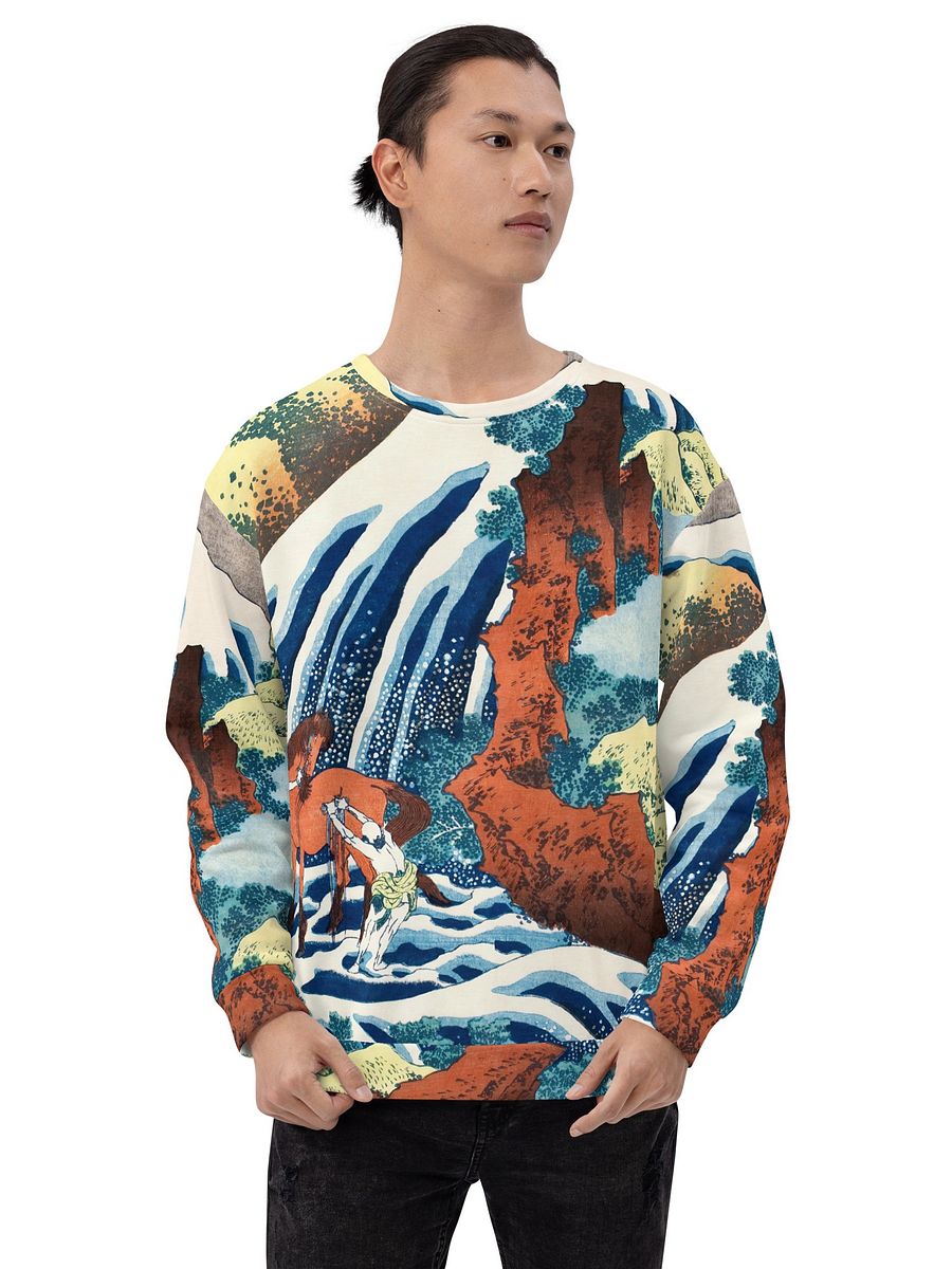 Yoshitsune Horse-Washing Falls All-Over Print Recycled Unisex Sweatshirt product image (3)