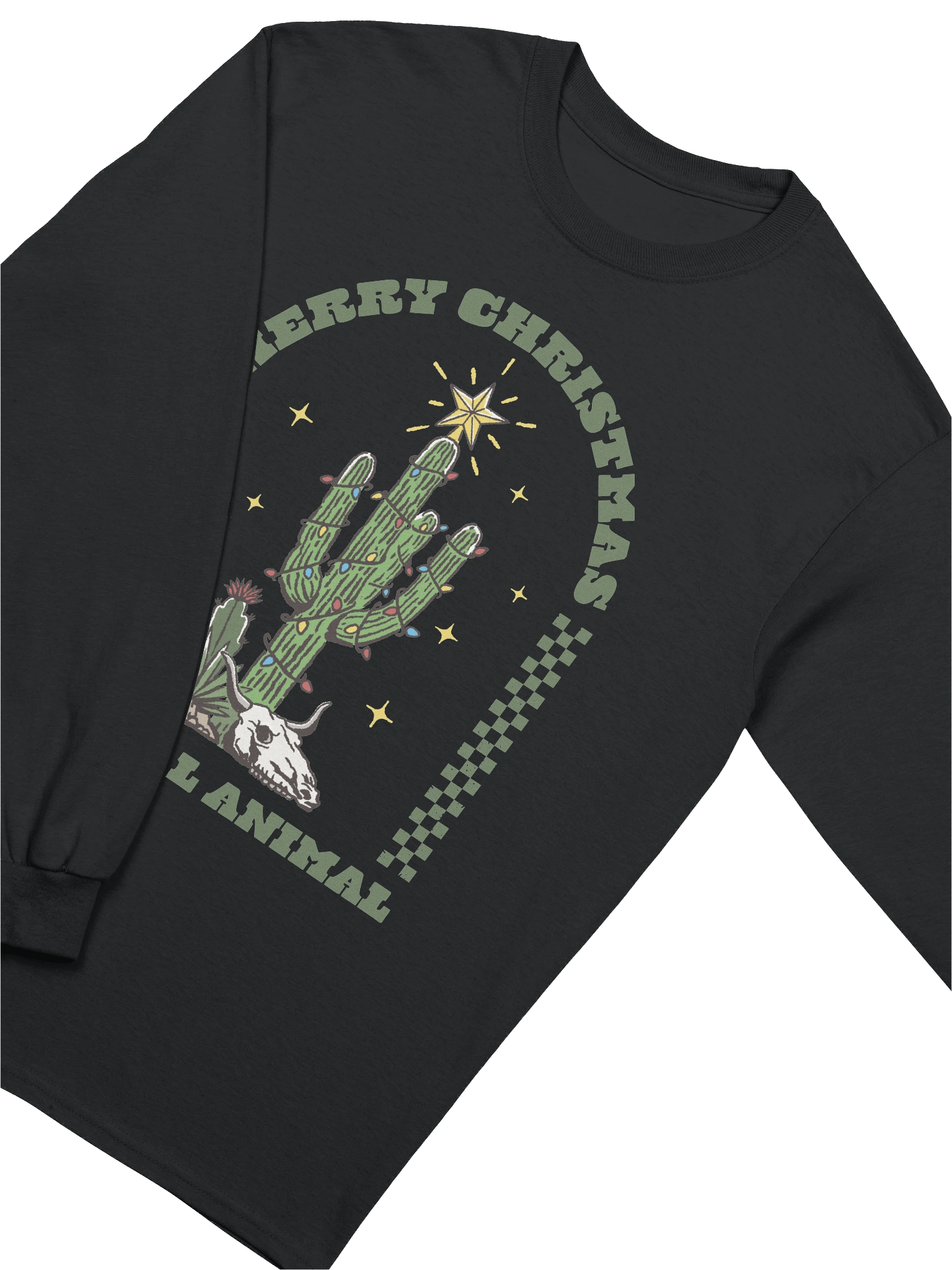 merry christmas ya feral animal printed long sleeve product image (1)