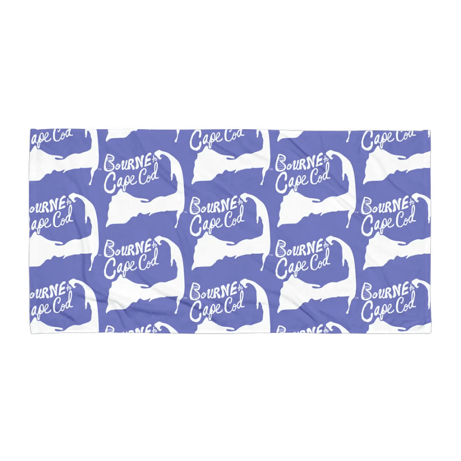 BOURNE to Cape Cod™ | Coastal Classic Beach Towel | All-Over Logo Print | Vibrant Colors for Salty Souls | White Logo on Slate Blue product image (1)