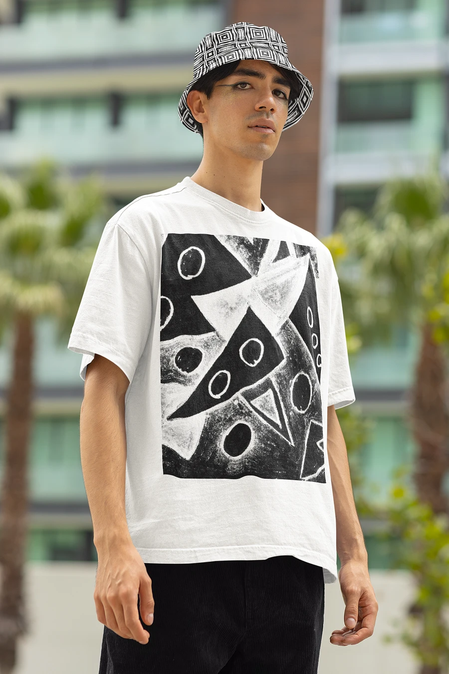 Abstract Monochrome Repeating Pattern Unisex Bucket Hat product image (4)