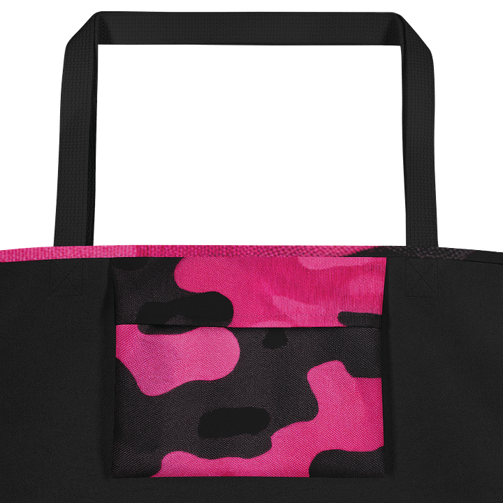 Large Tote Bag w/Pocket black and pink camo product image (2)