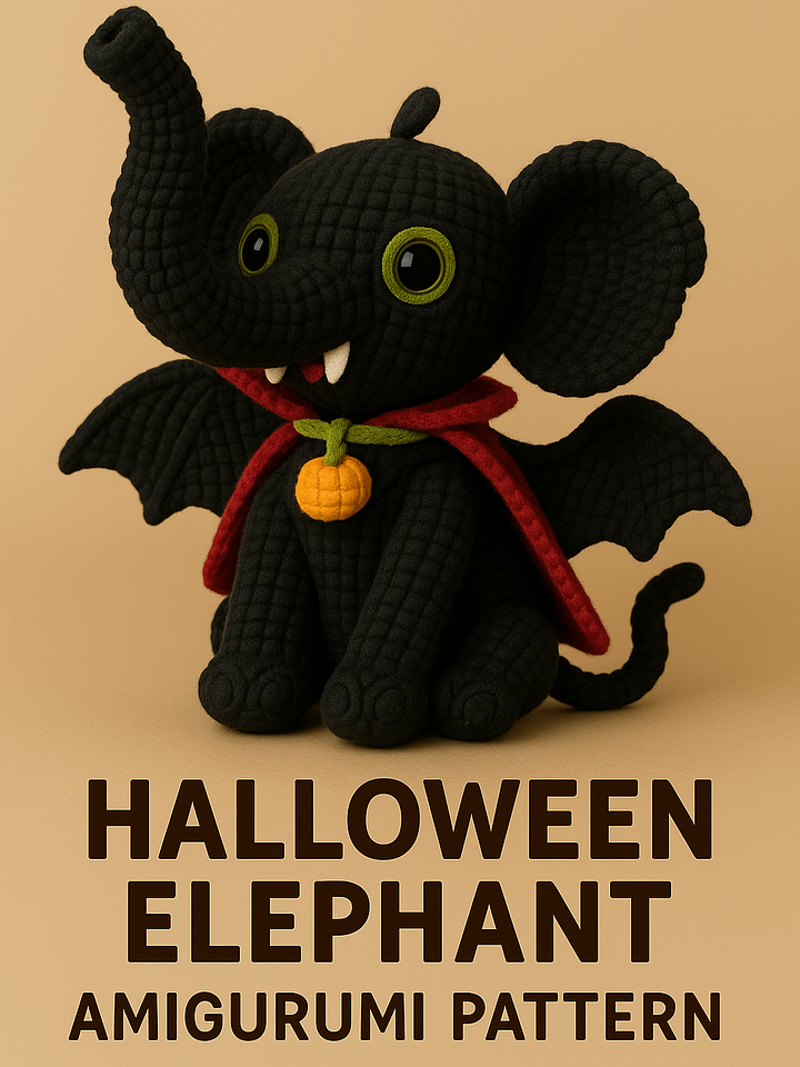 Halloween Elephant Amigurumi Pattern – Crochet PDF product image (1)