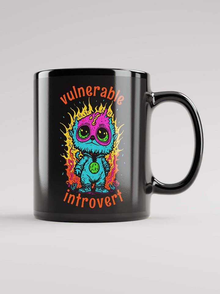 Quirky Misfits Graphic | Black Coffee Mug | Vulnerable Introvert product image (2)
