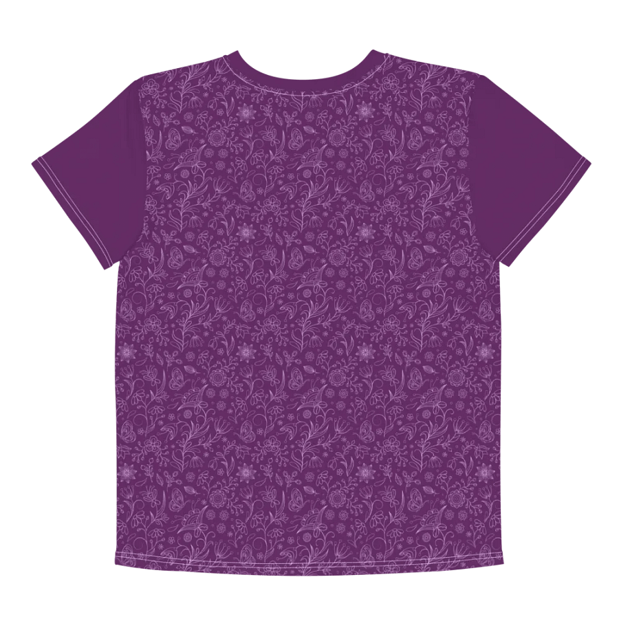 Dark Purple Floral Youth Crew Neck T-shirt product image (6)