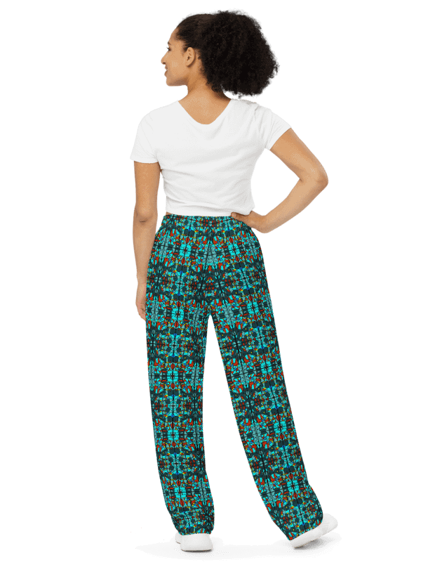 Turquoise Stained Glass - All-Over Print Wide-Leg Pants product image (2)