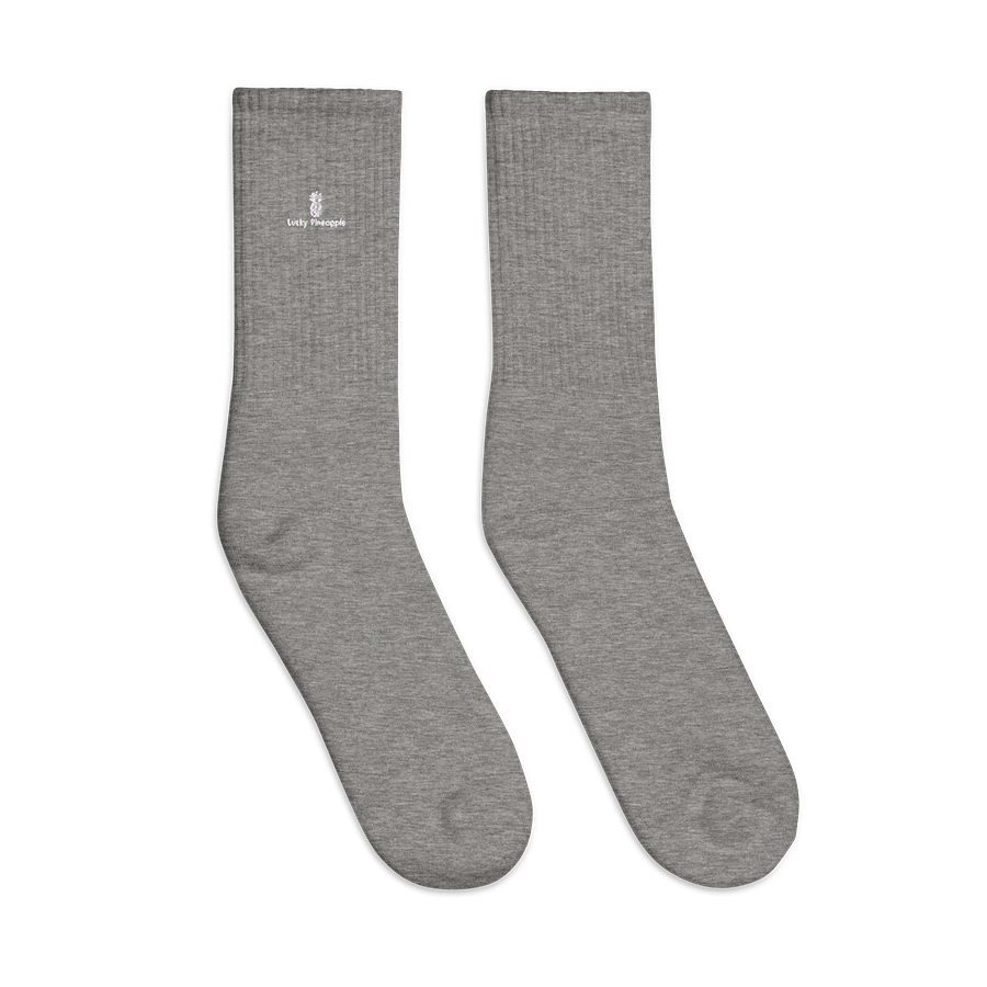 Lucky Pineapple Films Logo Gray Unisex Embroidered Crew Socks product image (3)