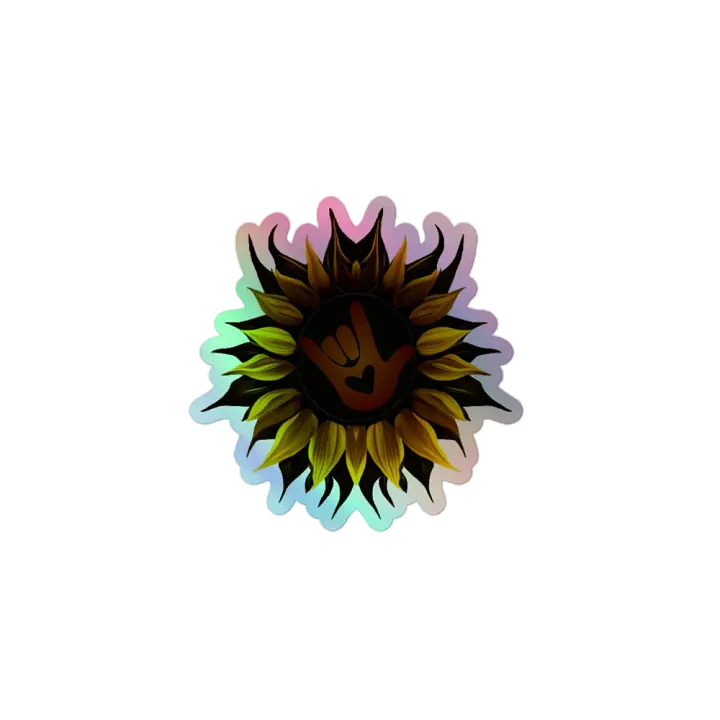 ASL Love Sunflower Holographic Sticker Sheet product image (1)