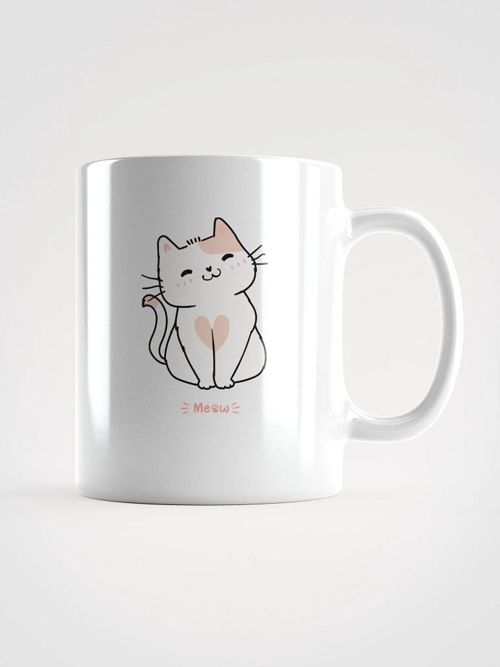 White Glossy Mug Doodle Smile Cat product image (1)